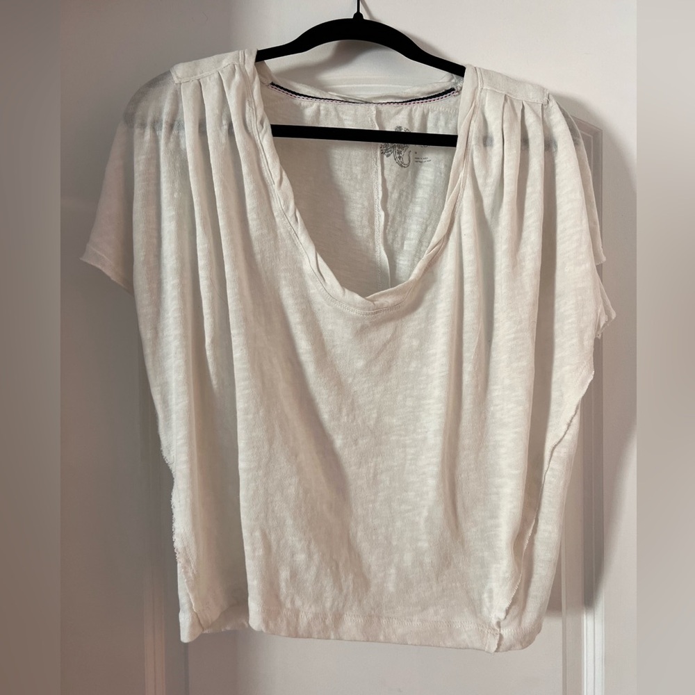 Pilcro Anthropology - White Women's split shoulder tee